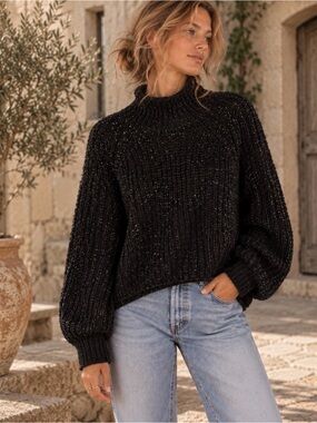 H&M Black Chunky Knot Speckled Sweater